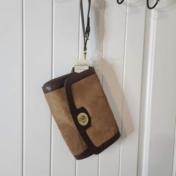 NWT Coach Legacy Haircalf Large Flap Clutch in brass camel - Picture 7 of 10